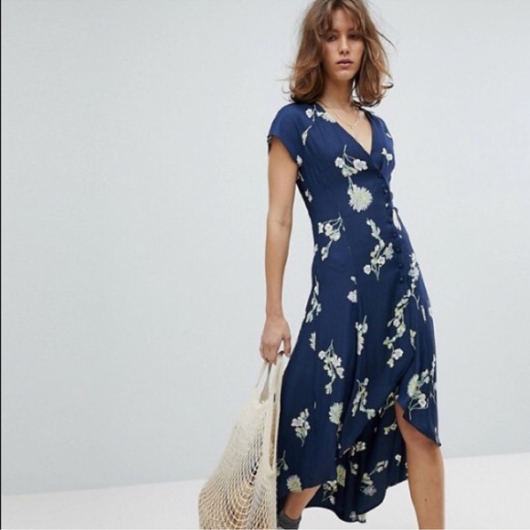 Free People Dresses & Skirts - Free People Lost In You Floral High Low Button Down MIDI Dress XS